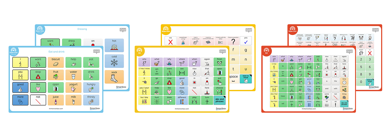 Discover the Super Core 30, 50 and learning grid sets for paper-based AAC