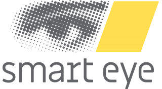 Smart Eye logo in yellow and grey, creators of Lumin-i eye gaze camera.