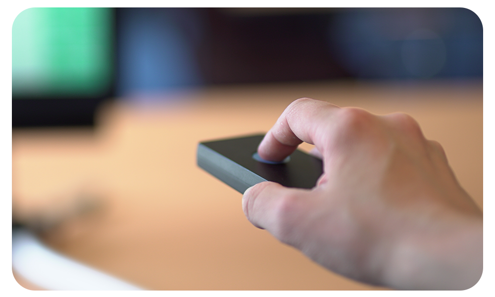 A photo showing someone using the Remote Power Button