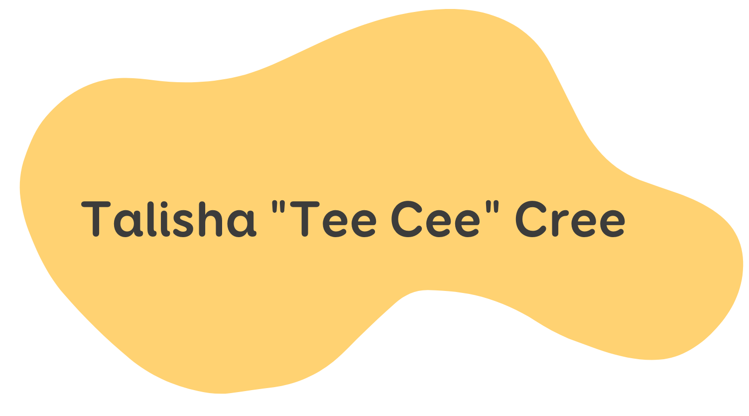 yellow colored blob graphic with words 