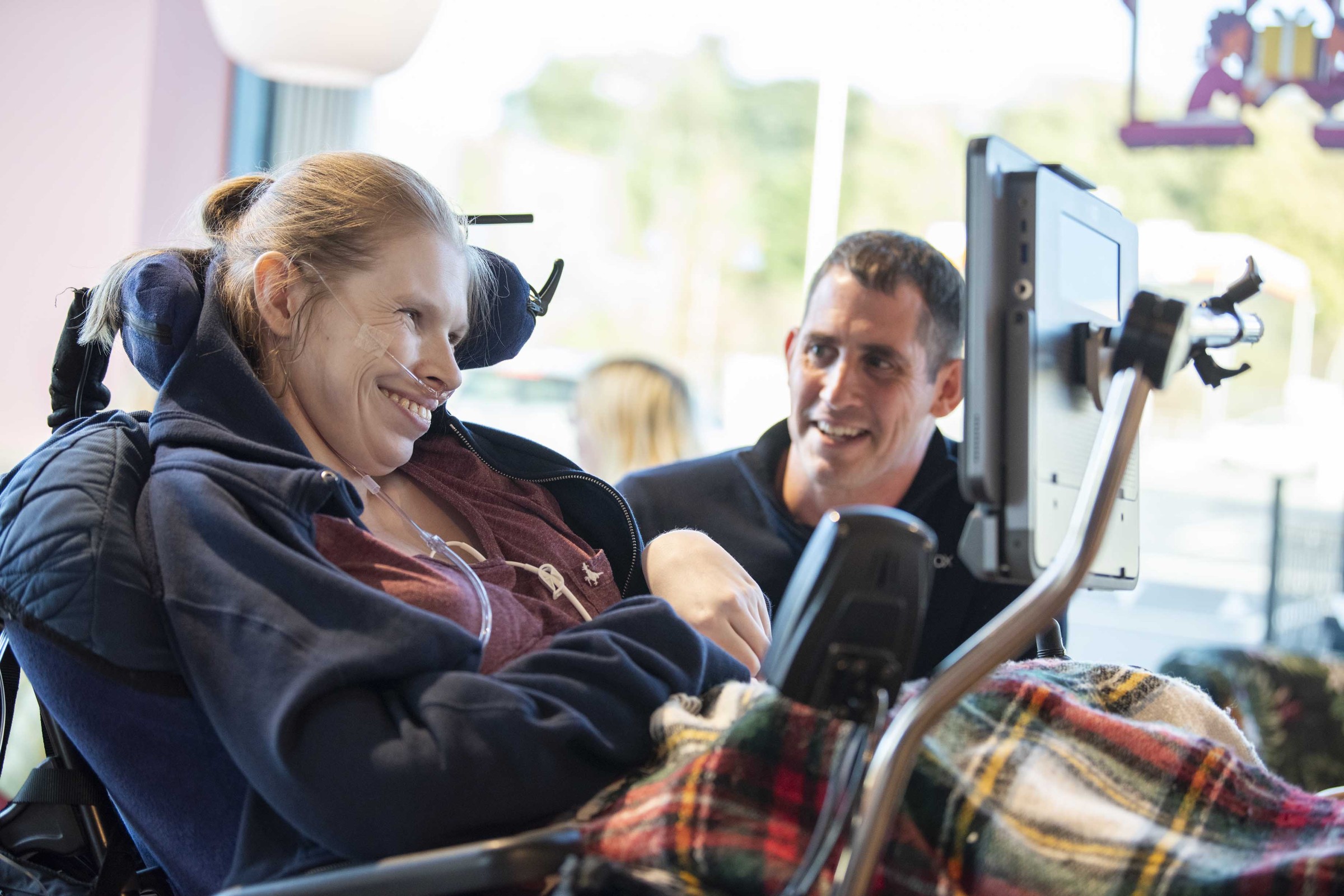 Jay with Lucinda using eye gaze