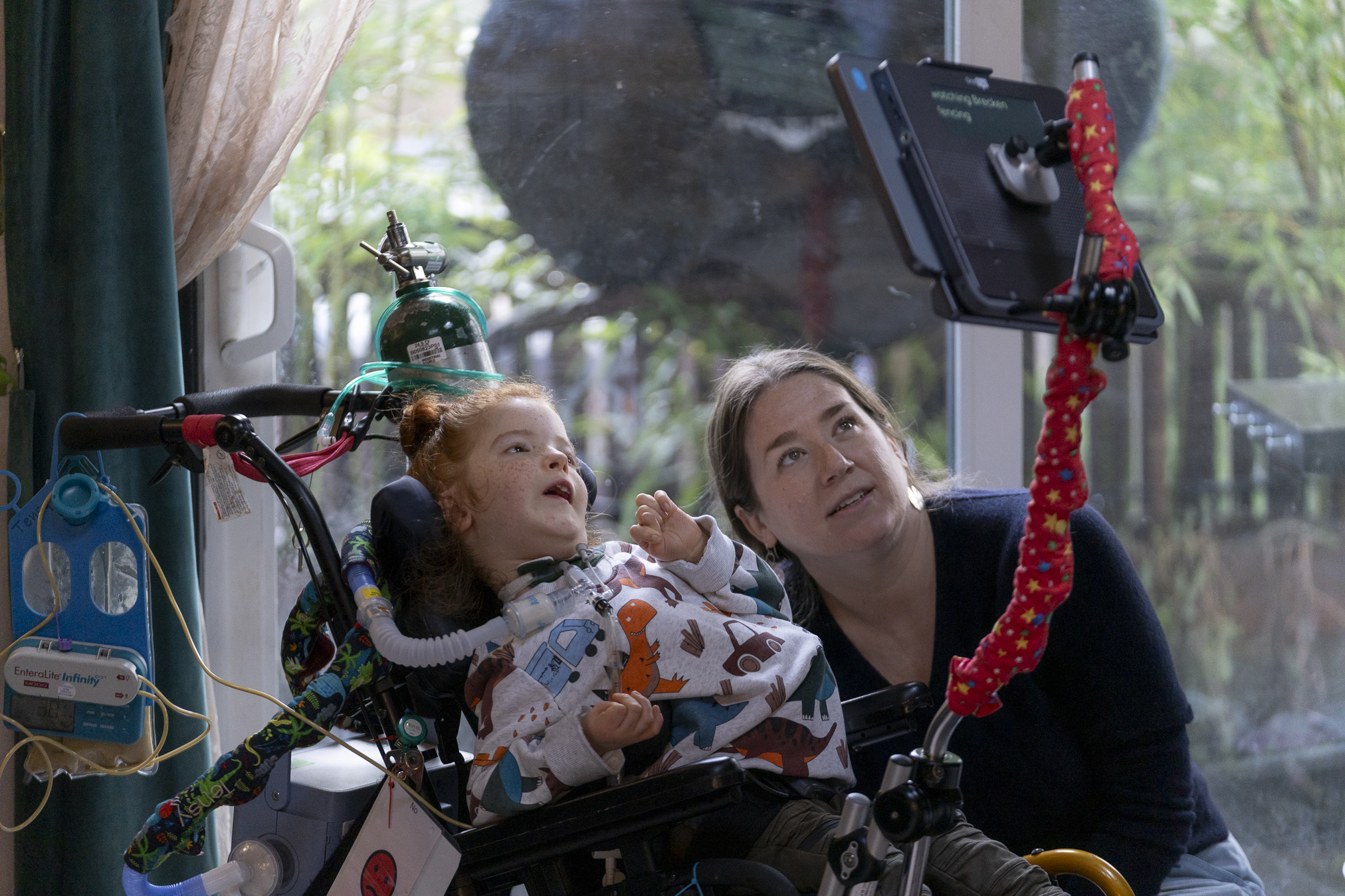 Amanda with Tens, an eye gaze user