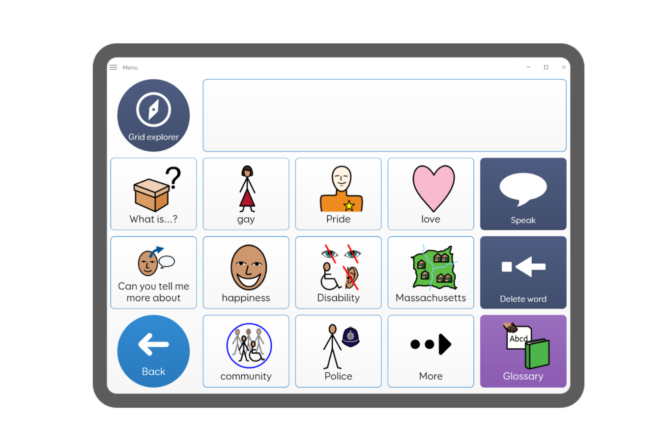 A screenshot of the All About Disability Pride grid set.