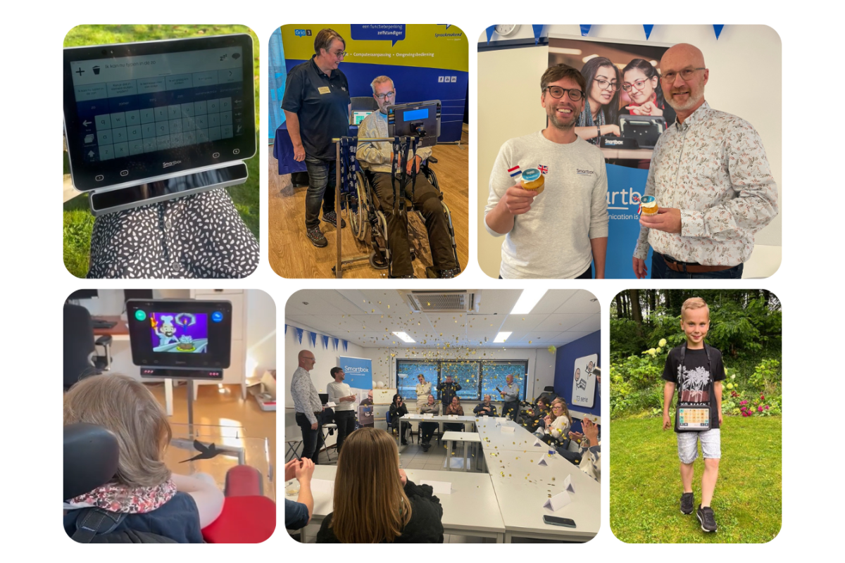 Collage of photos of KMD's AAC users and team