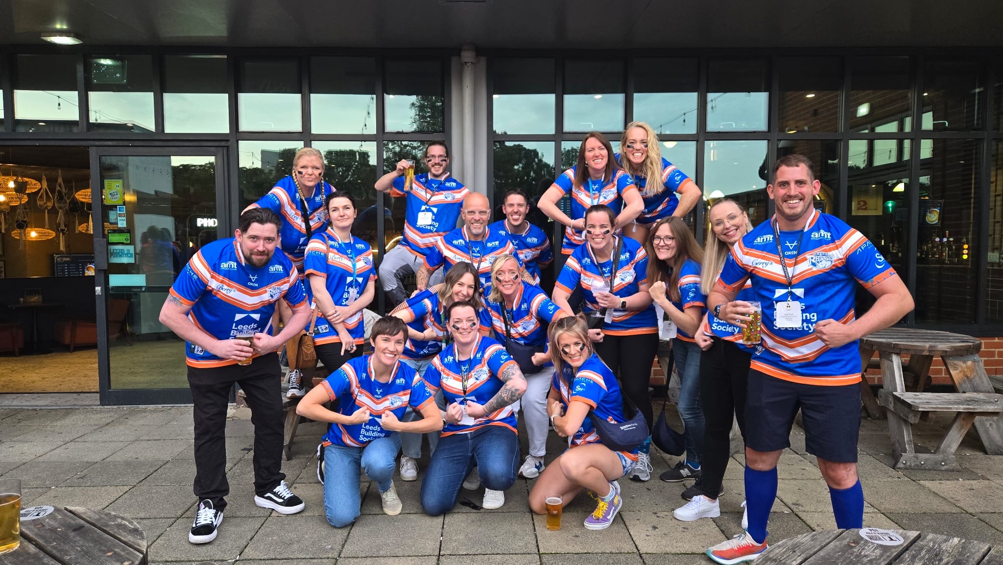 Cathy’s Leeds Rhinos shirts, worn by the Smartbox team